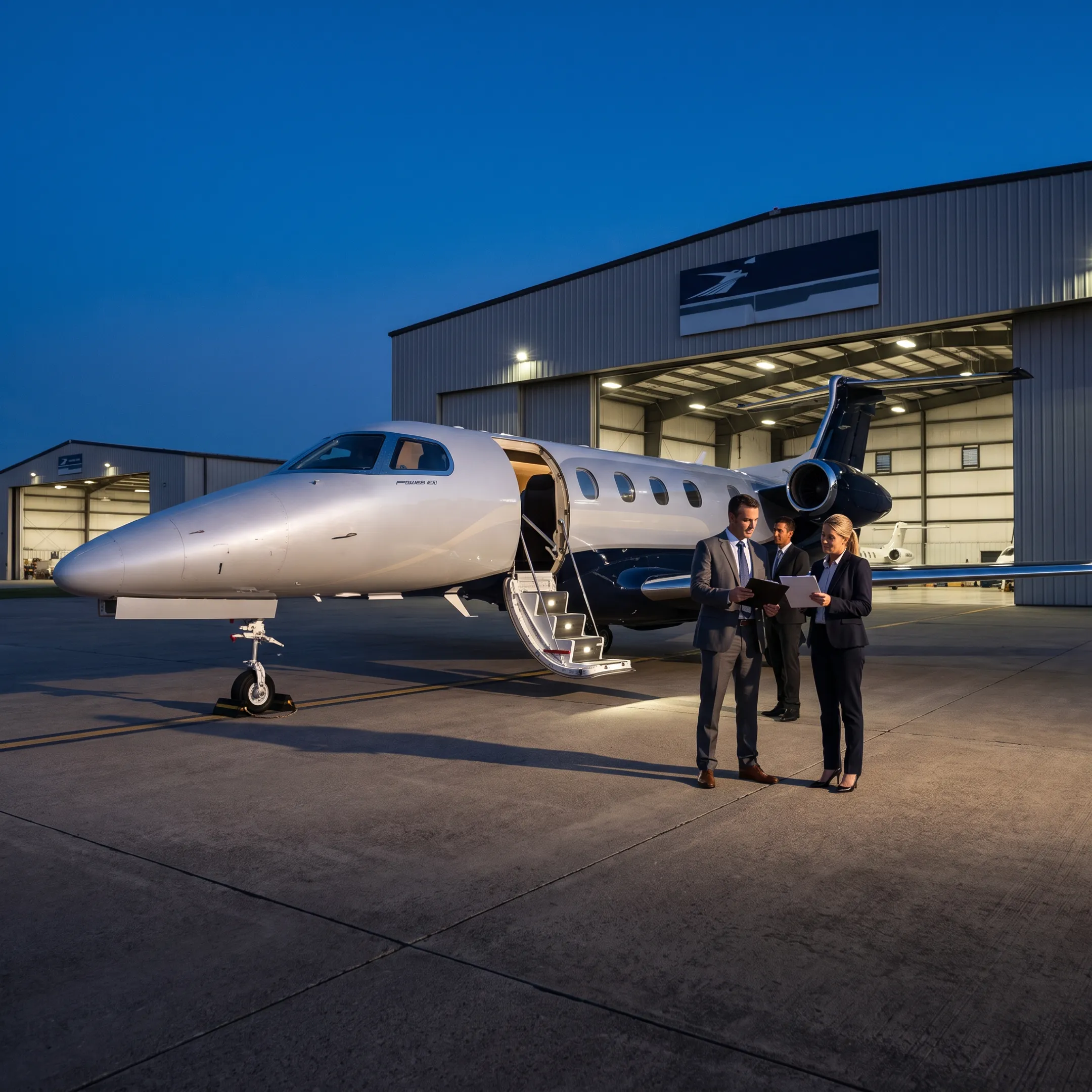 Business aircraft on an airport tarmac