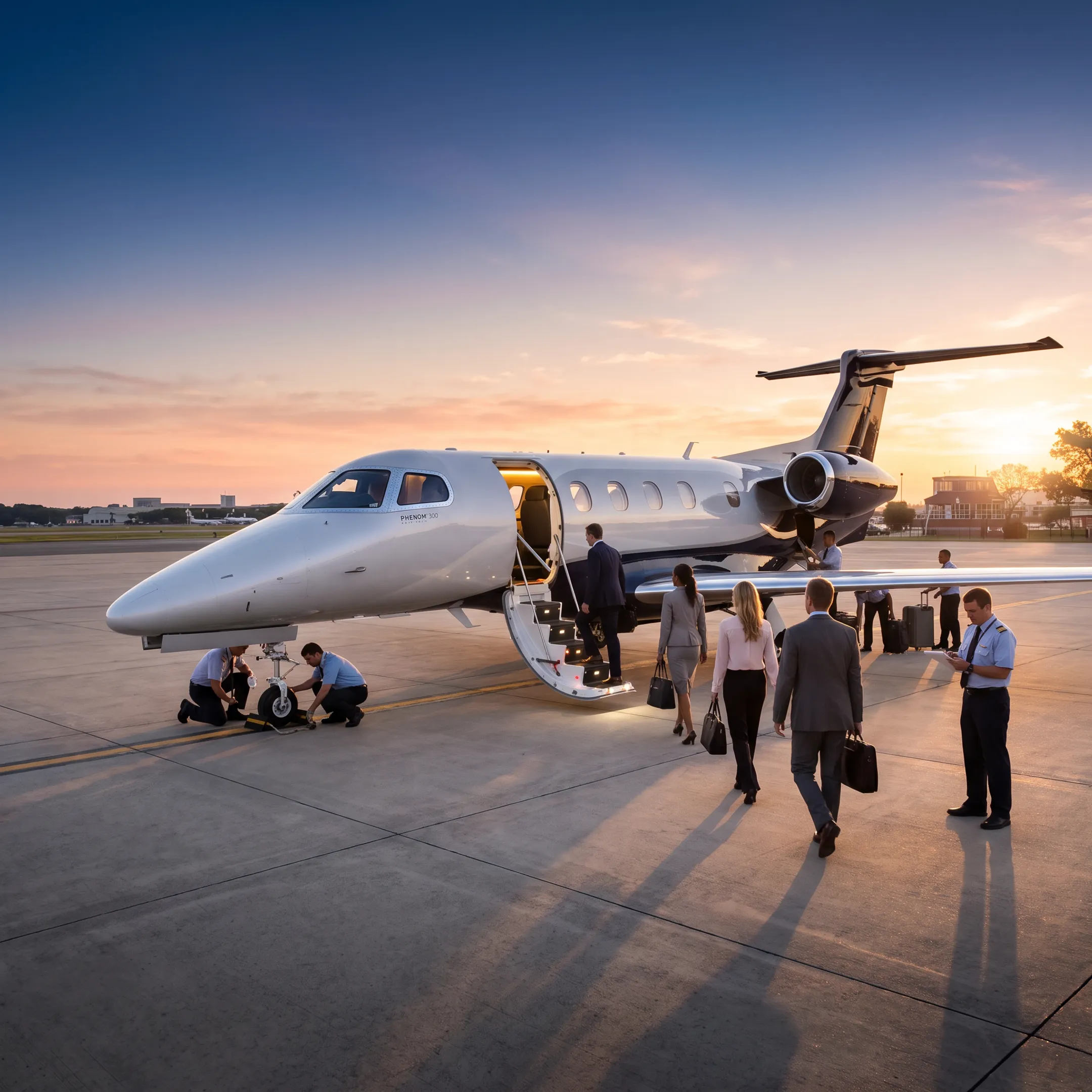 Private jet on an airport apron