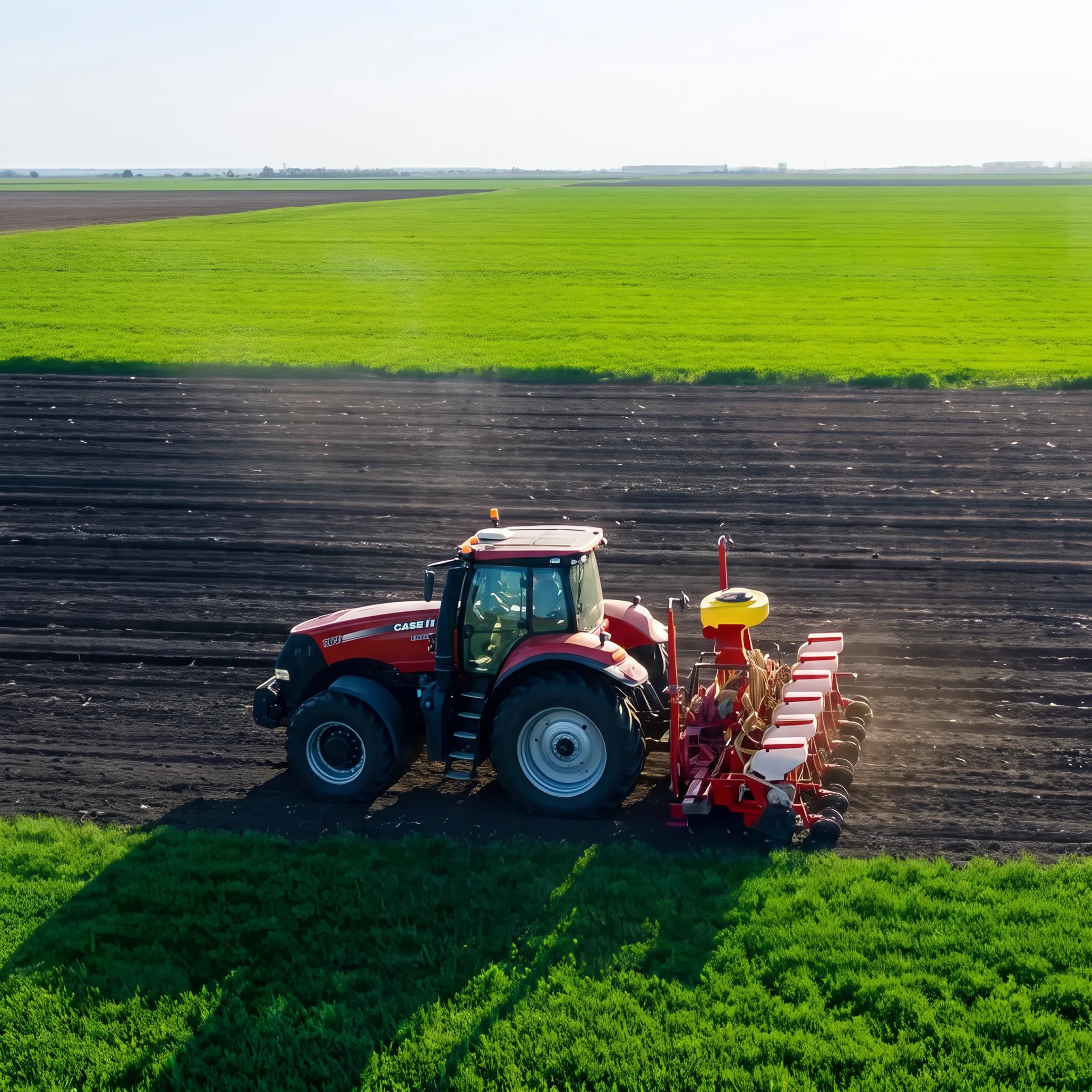 Modern tractor working in a Nebraska field