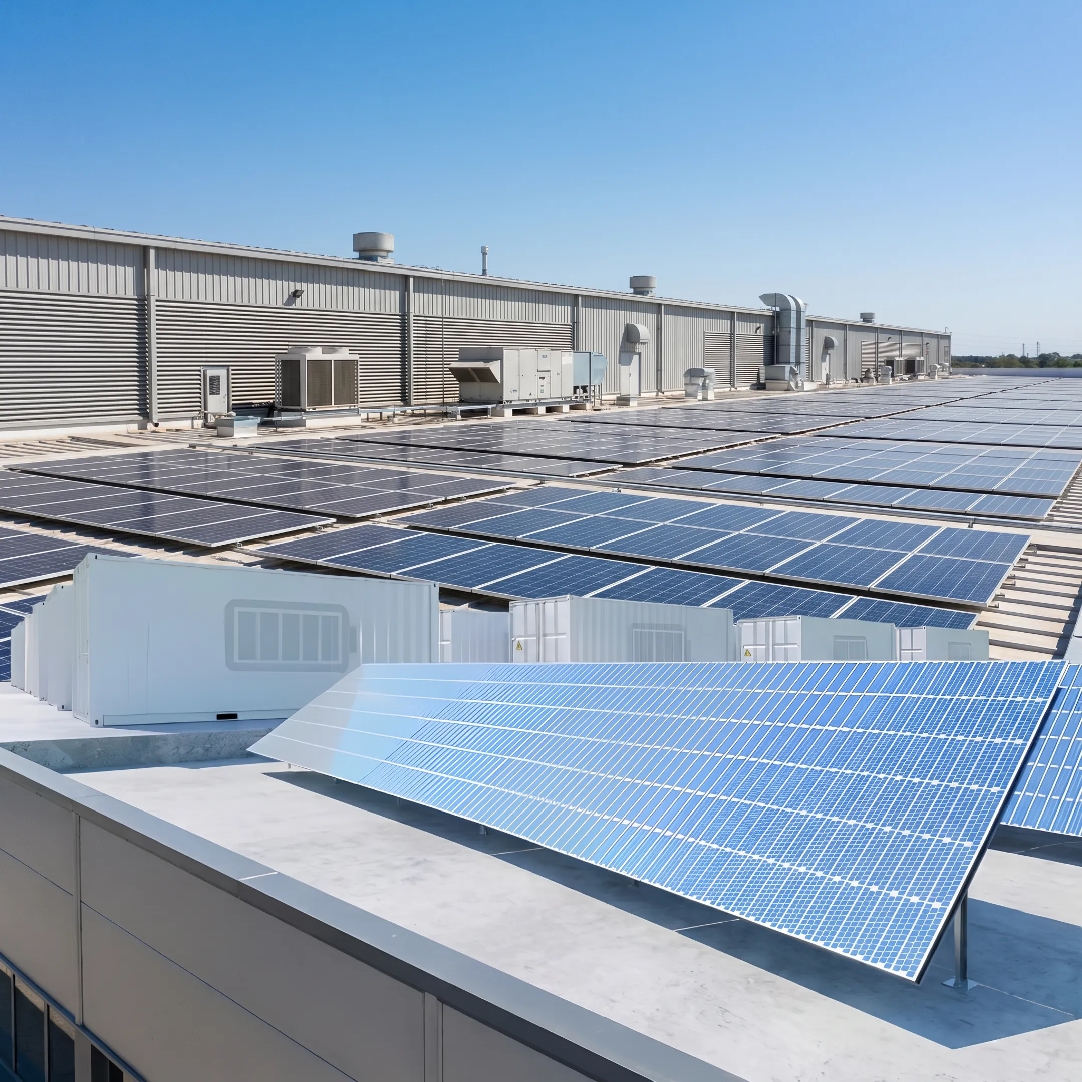 Commercial solar panels at a business facility