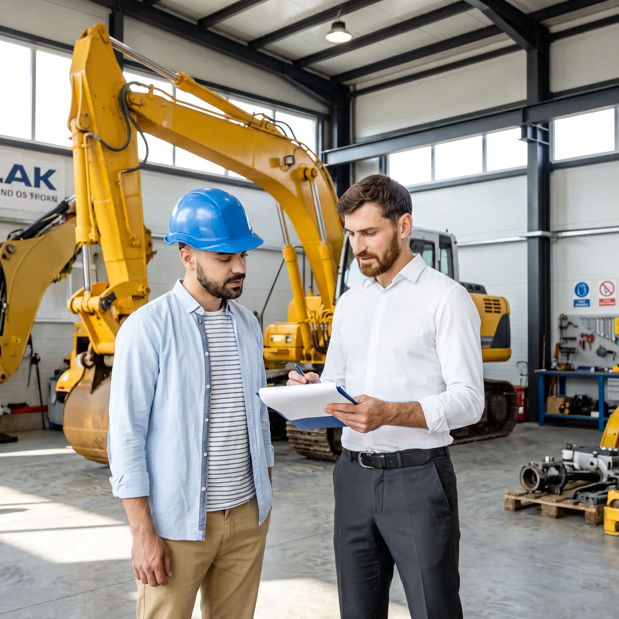 Construction equipment vendor presenting financing options