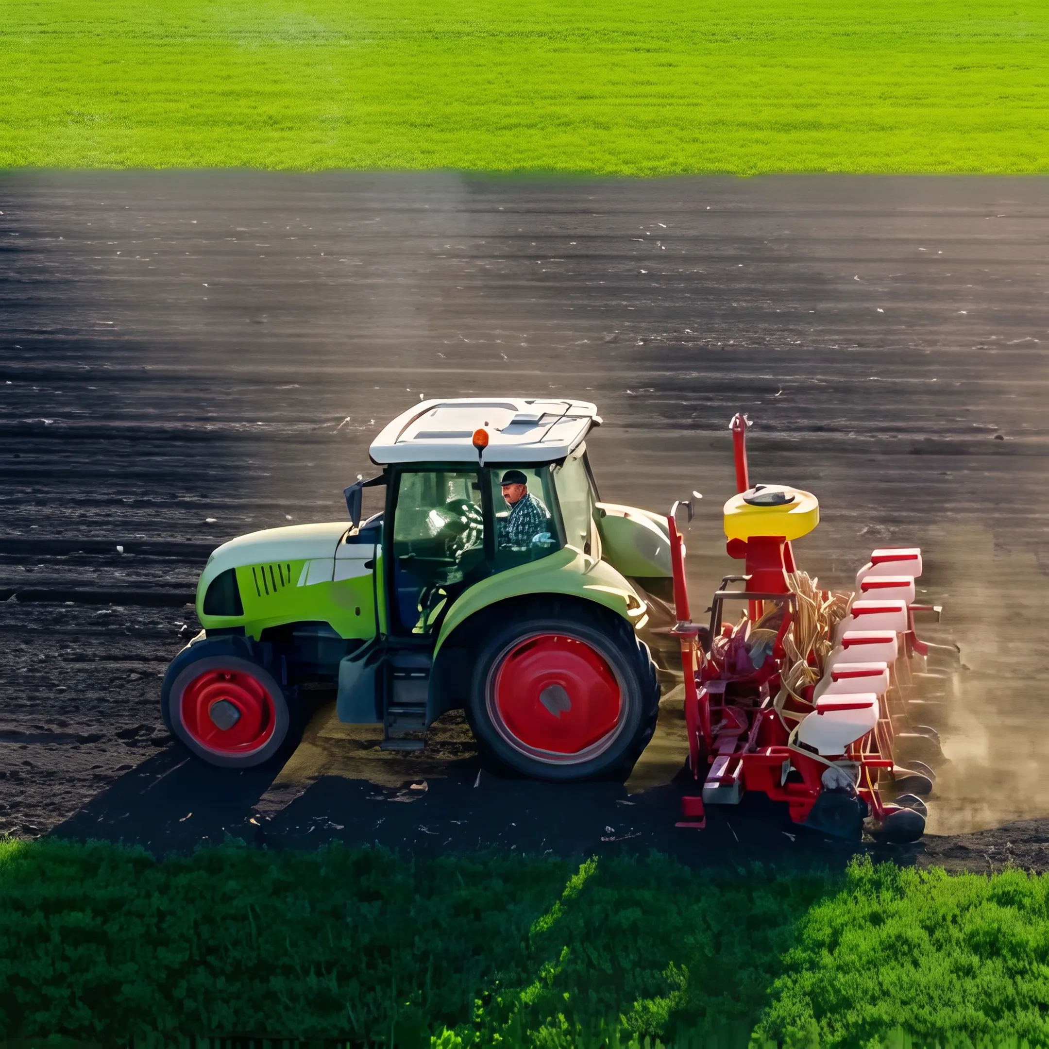 Agricultural equipment operating in a cultivated field