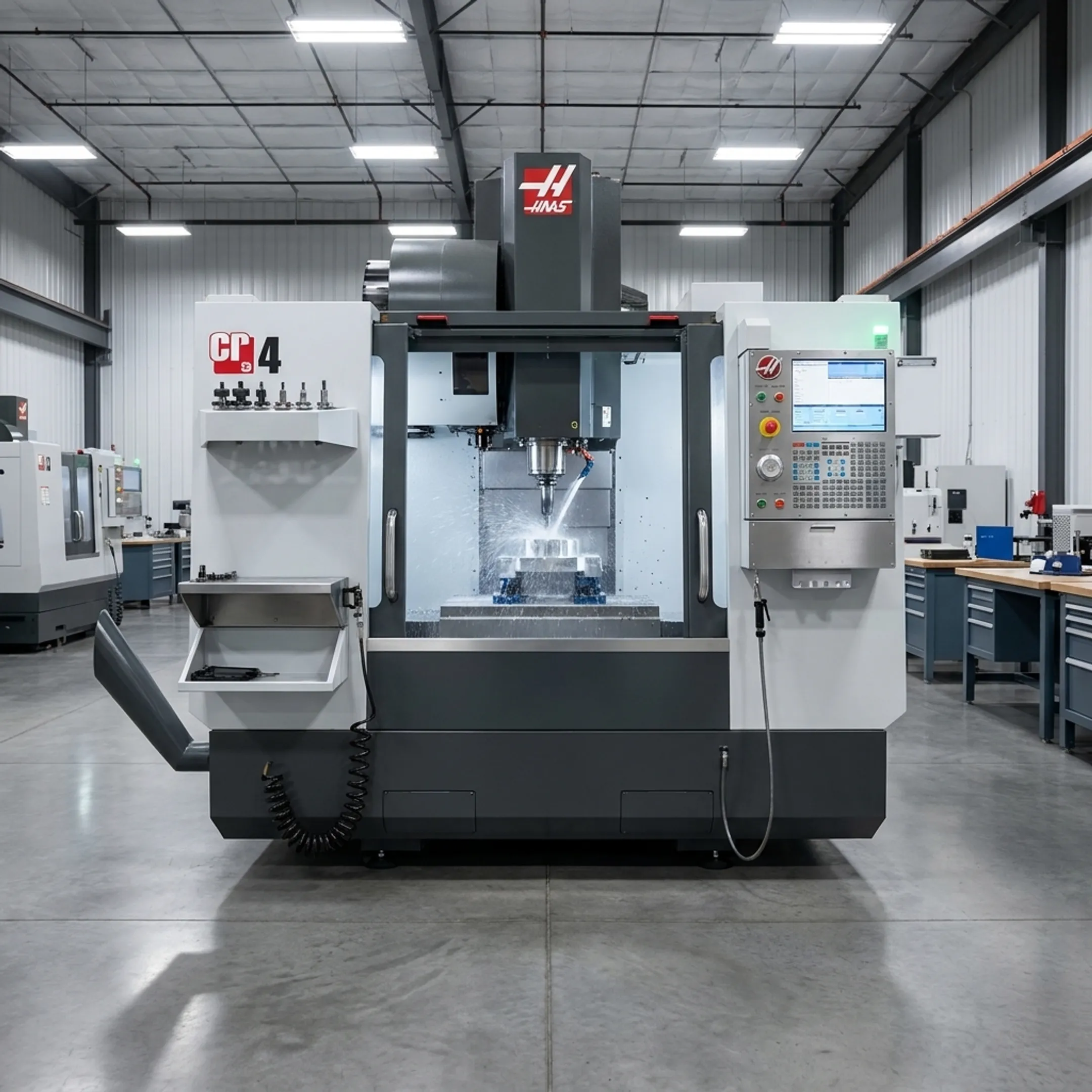 Modern multi-axis CNC machine operating in an advanced manufacturing facility