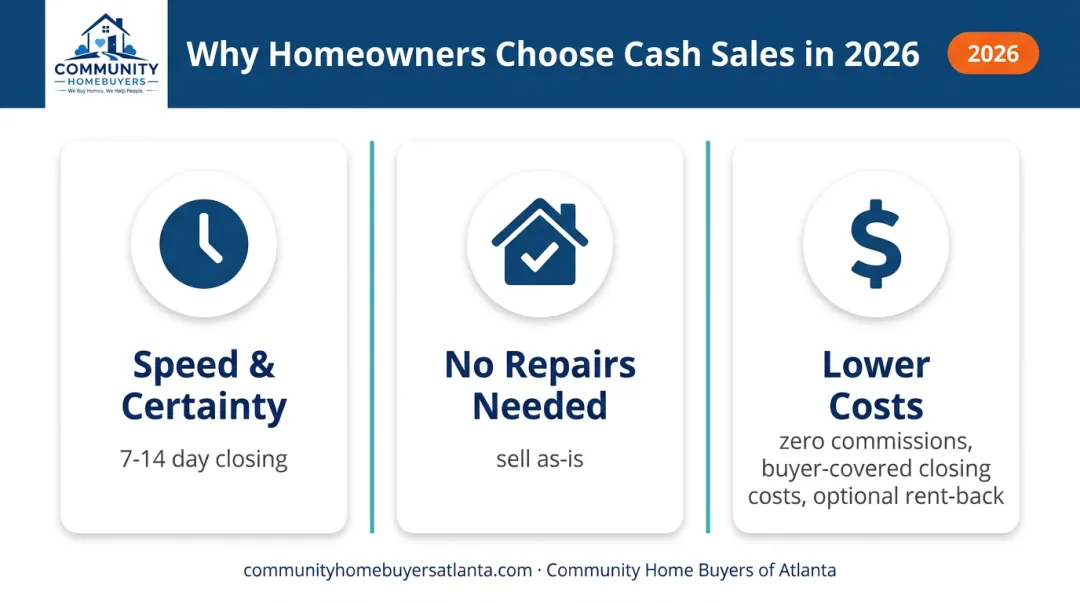 Cash home sale benefits speed no repairs and lower costs