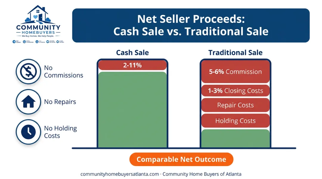 Cash sale discount versus traditional selling costs comparison chart
