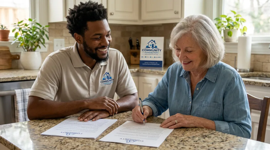 Community Home Buyers of Atlanta team assisting local homeowner with sale