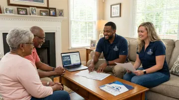 Community Home Buyers of Atlanta team reviewing cash offer process