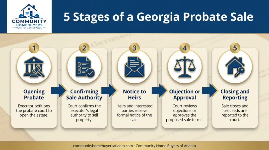 5-step Georgia probate sale process from petition to closing