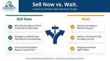 Signs to sell now versus wait comparison during divorce home sale