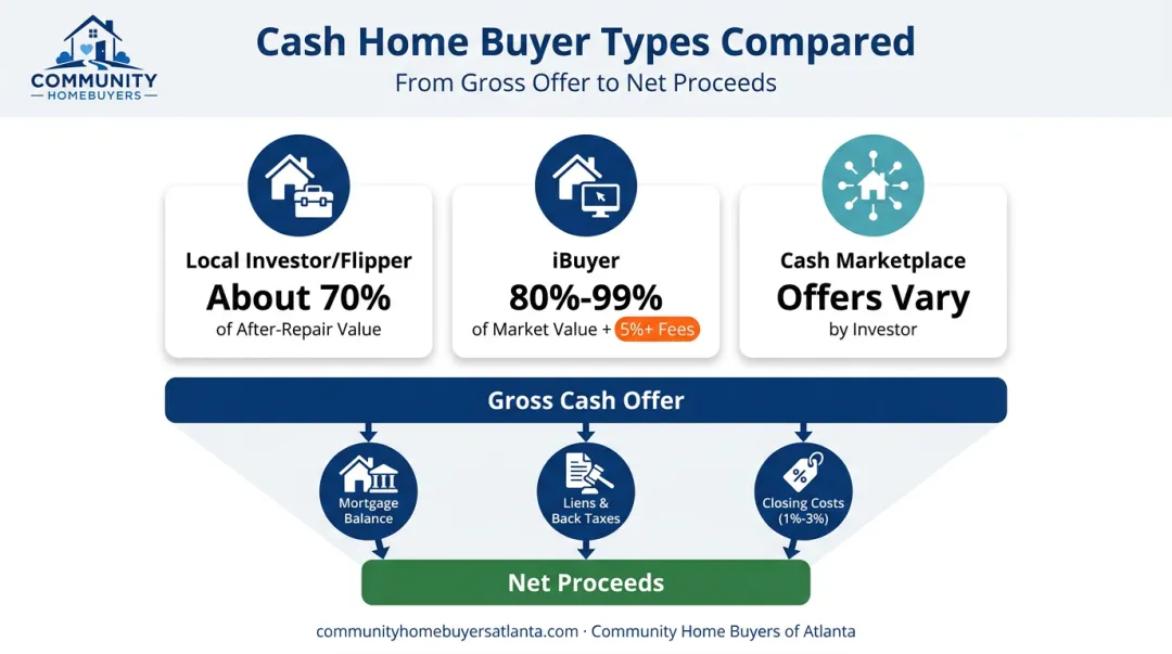 Comparison of cash buyer types and factors affecting as-is home offers
