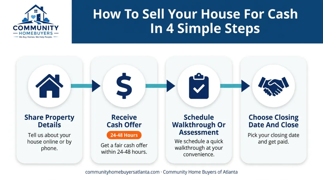 4-step cash home sale process from offer to closing