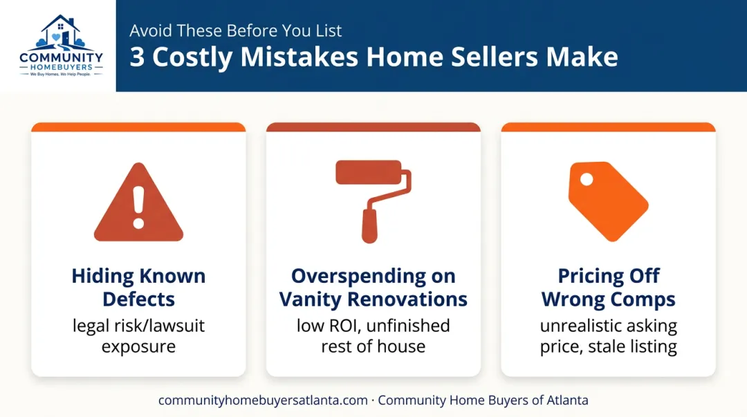 3 costly mistakes to avoid when selling a house needing repairs