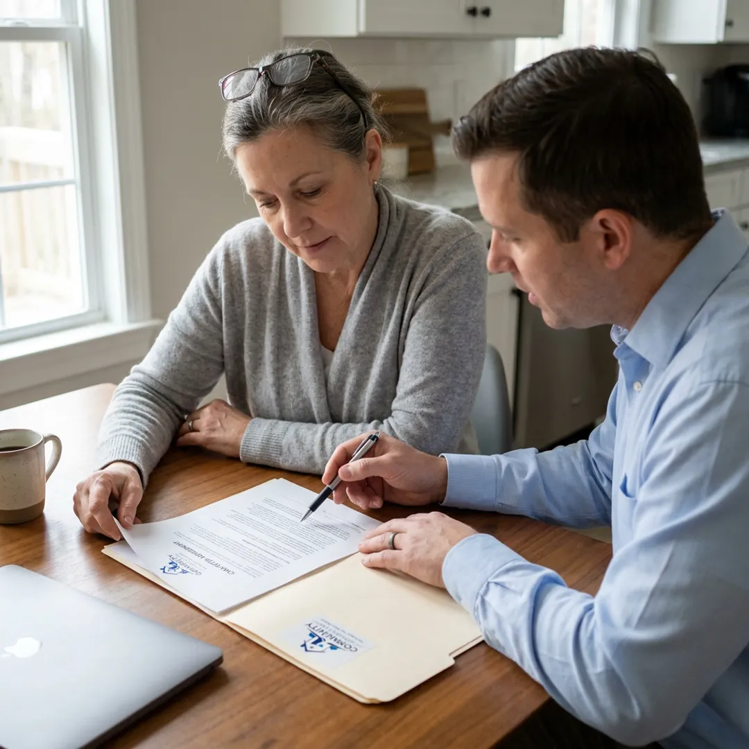 Homeowner reviewing cash offer documents