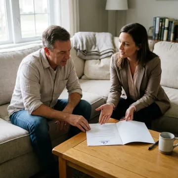 Homeowner discussing an as-is cash sale