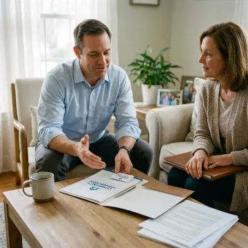 Cash home buyer discussing foreclosure sale options