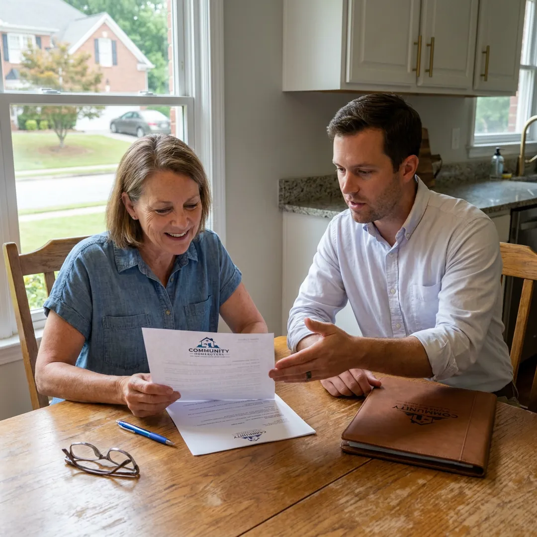 Marietta homeowner reviewing a cash home offer