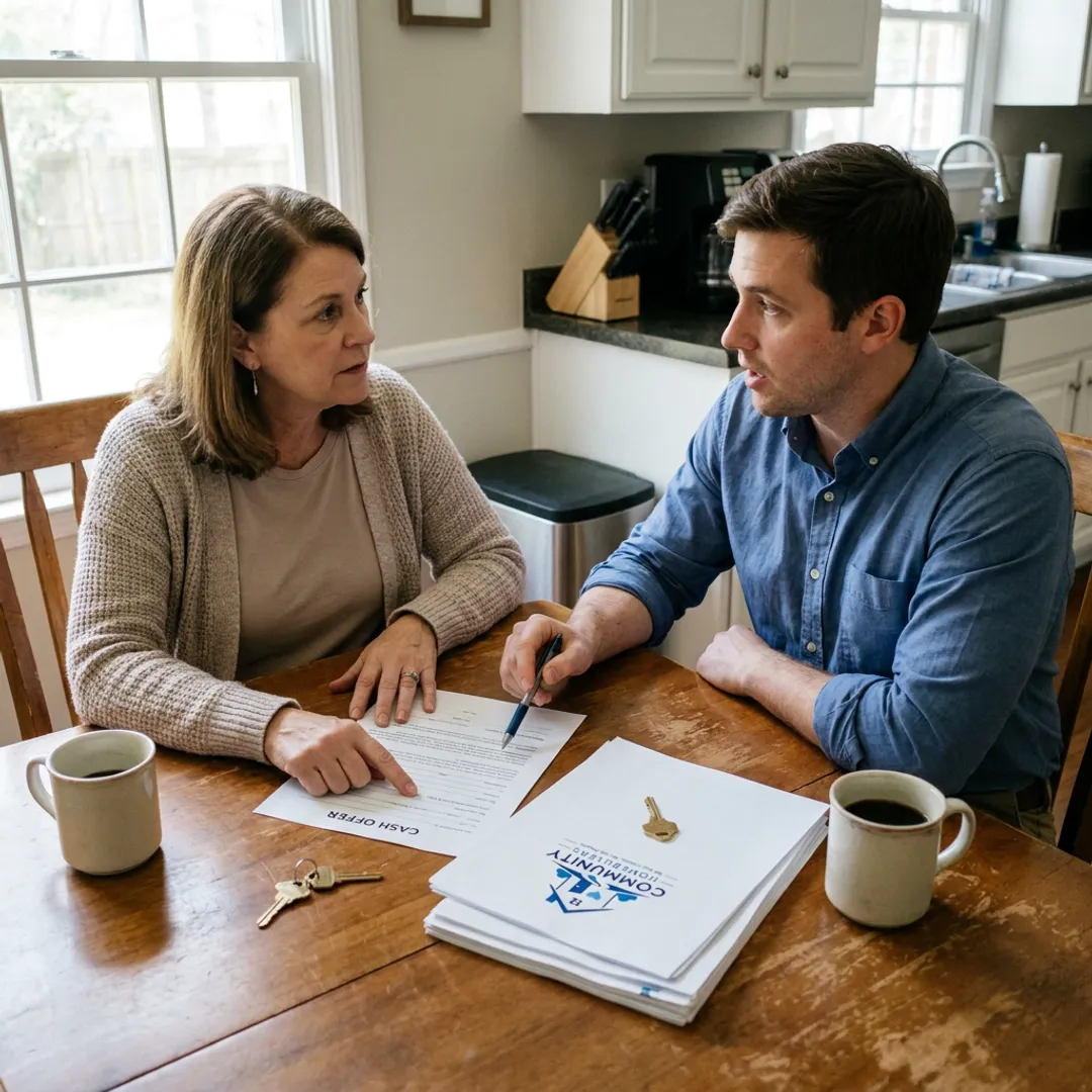 Homeowner reviewing a cash offer for their house