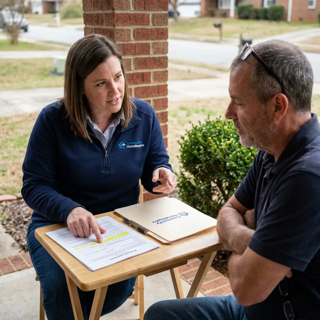 Homebuyer discussing an as-is cash sale