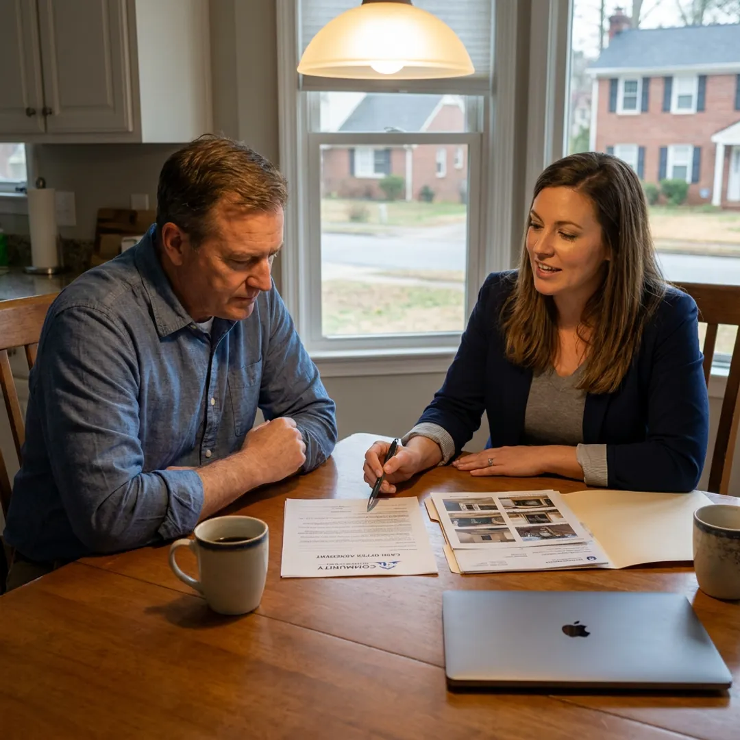 Atlanta homeowner reviewing a cash offer