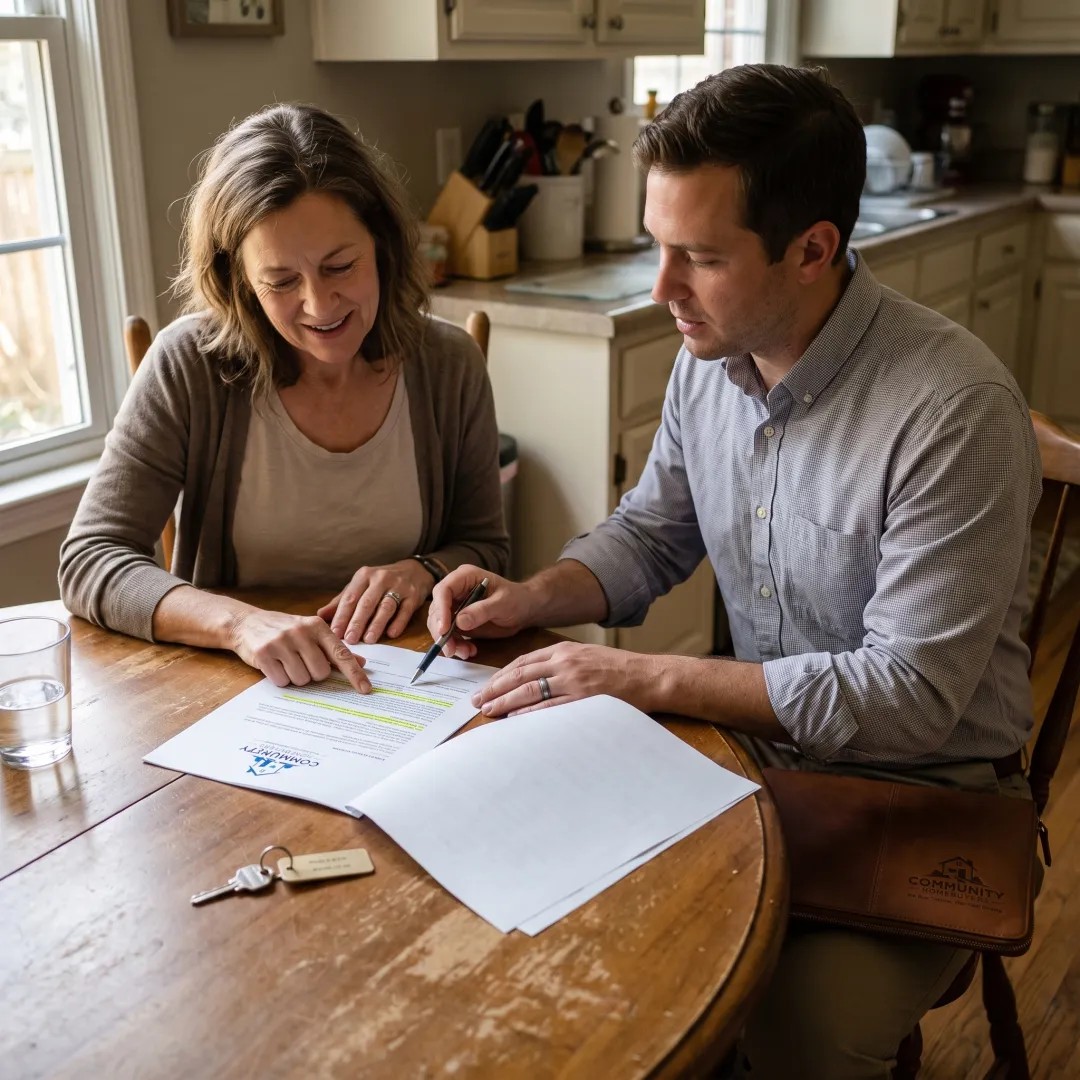 Homeowner reviewing a cash home offer