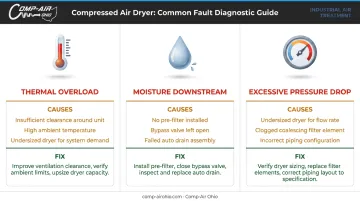 Three common compressed air dryer installation problems causes and fixes overview