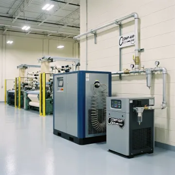 Industrial air compressor system for textile manufacturing