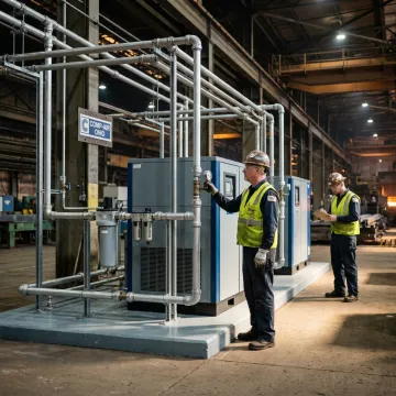Industrial air compressor system in a steel facility