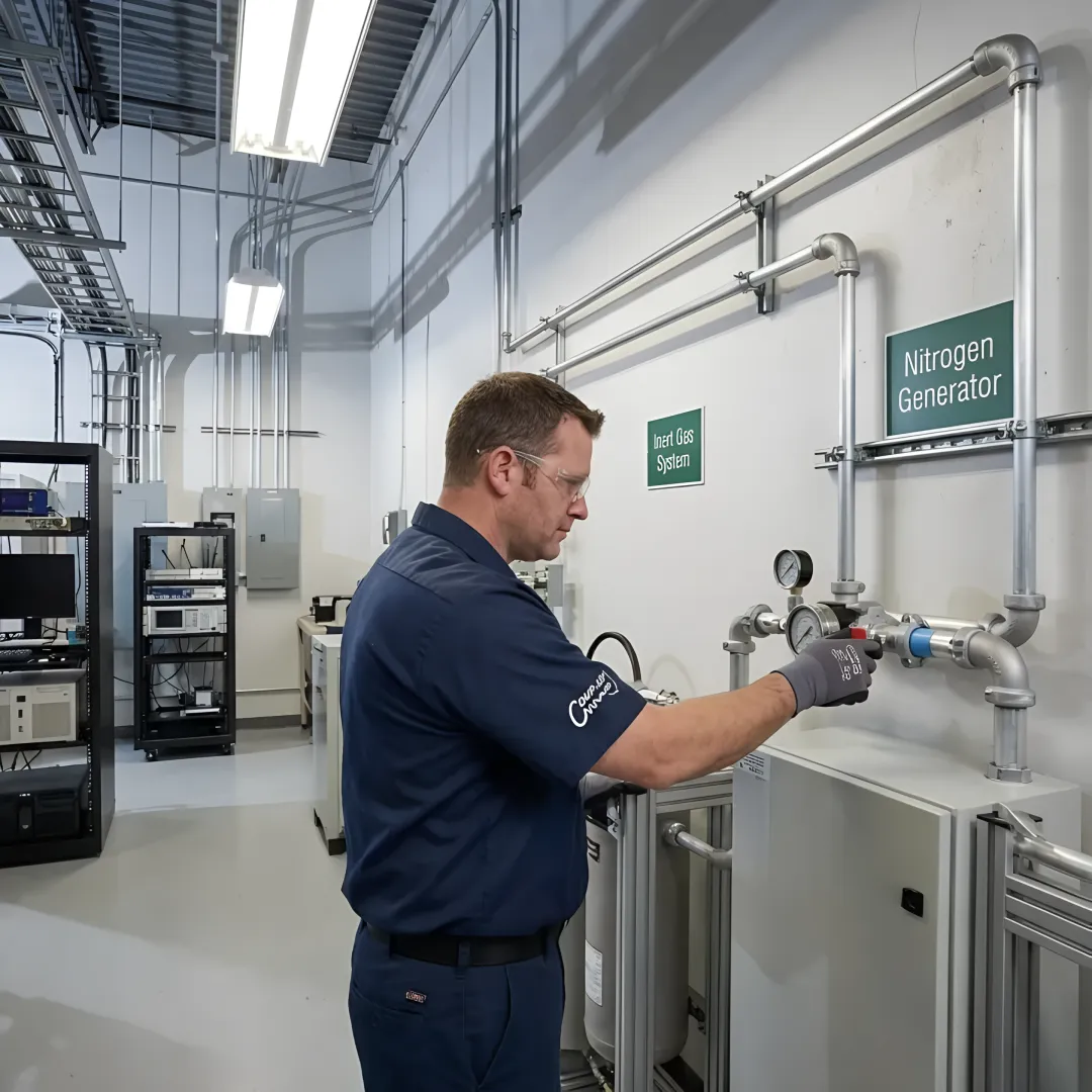 Technician commissioning nitrogen generator system