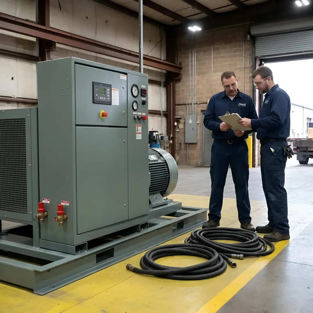 Industrial air compressor rental equipment in Cleveland facility