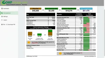 COMPackage total compensation statement platform showing personalized employee benefits breakdown