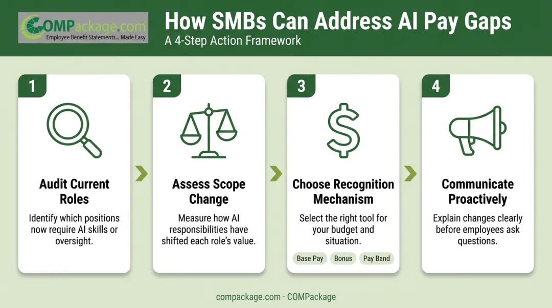 4-step SMB framework for addressing AI skills compensation gap process flow
