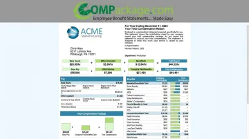 COMPackage total compensation statement dashboard showing benefits breakdown for employees