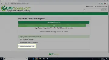 COMPackage software dashboard generating employee compensation statements quickly
