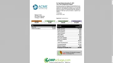 Personalized total compensation statement showing itemized salary and benefits breakdown