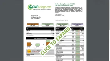 COMPackage total compensation statement showing salary benefits and perks breakdown