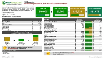Total compensation statement showing salary and benefits dollar value breakdown