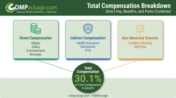 Total compensation breakdown showing direct indirect and non-monetary rewards