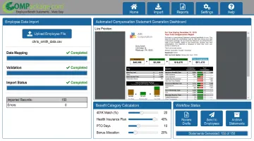 COMPackage software dashboard generating automated employee total compensation statements