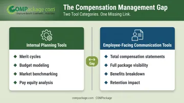 Two categories of compensation management software internal planning versus employee-facing communication