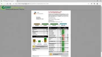 COMPackage total compensation report showing full employee benefits breakdown by category