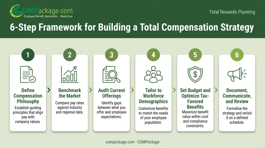 6-step total compensation strategy building process from philosophy to review