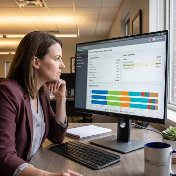 HR professional reviewing an employee earning statement