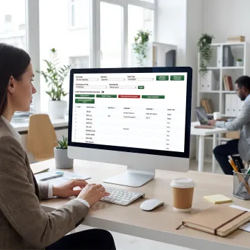 Employee benefits consultant reviewing compensation reports