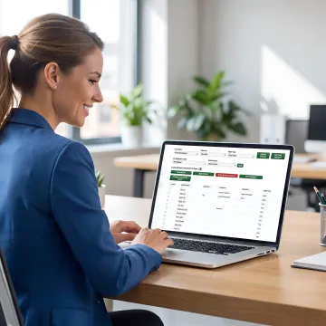 HR manager reviewing total compensation report software