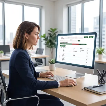 Executive compensation report reviewed on laptop