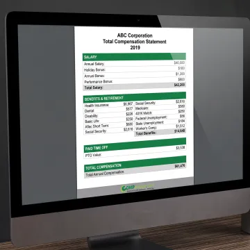 Customized total compensation statement displayed on a computer