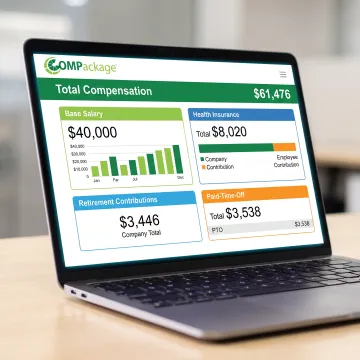 Branded employee total compensation report on screen
