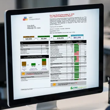 Branded employee total compensation statement on screen