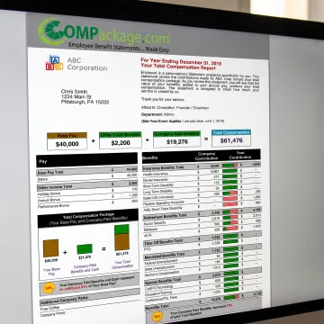 Branded employee total compensation statement on screen