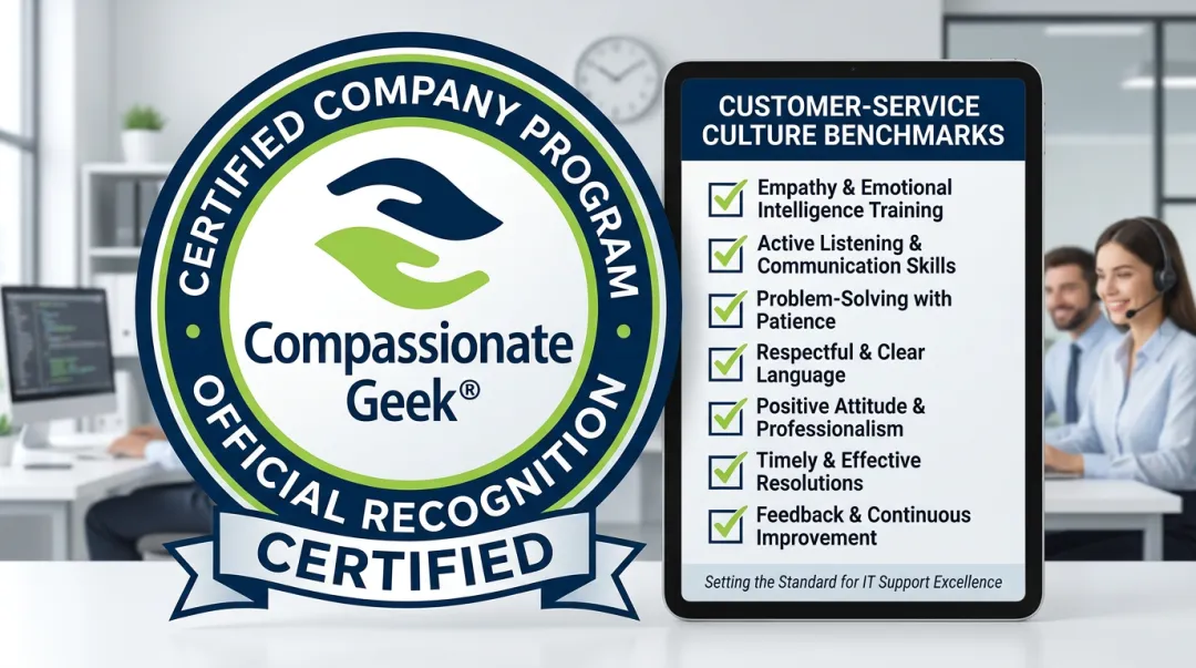 Compassionate Geek Certified Company program badge and culture benchmark checklist